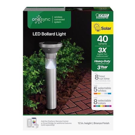 Feit Electric Feit OneSync Brushed Nickel Solar Powered 40 W LED Bollard Light 1 pk BOLLRDSYNCSOLNK